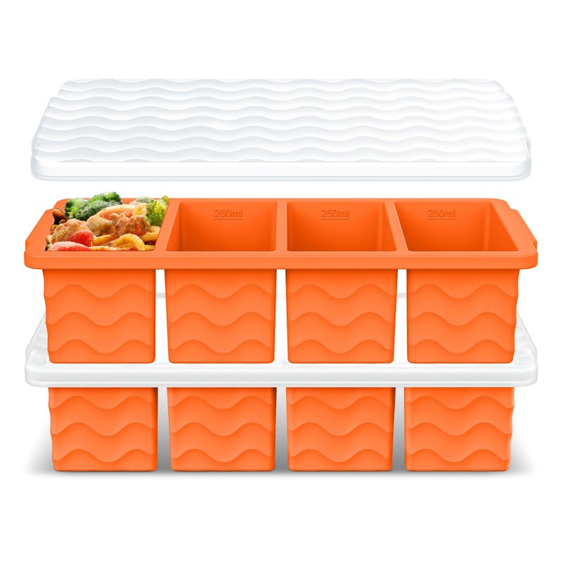 Doasuwish Silicone Freezer Tray for Soup with Lid - 1-Cup Soup Container Style Ice Cube Trays for Freezer, Meal Prep & Food Storage, Freeze 250mL/125mL Portions - 2 Pack - Image 1