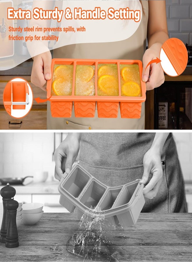 Doasuwish Silicone Freezer Tray for Soup with Lid - 1-Cup Soup Container Style Ice Cube Trays for Freezer, Meal Prep & Food Storage, Freeze 250mL/125mL Portions - 2 Pack - Image 4