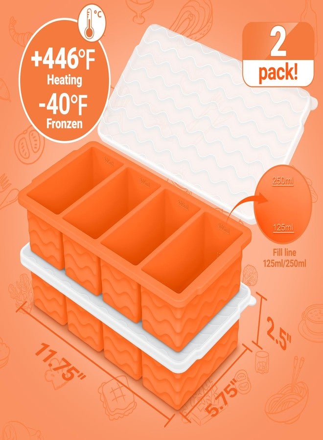 Doasuwish Silicone Freezer Tray for Soup with Lid - 1-Cup Soup Container Style Ice Cube Trays for Freezer, Meal Prep & Food Storage, Freeze 250mL/125mL Portions - 2 Pack - Image 2