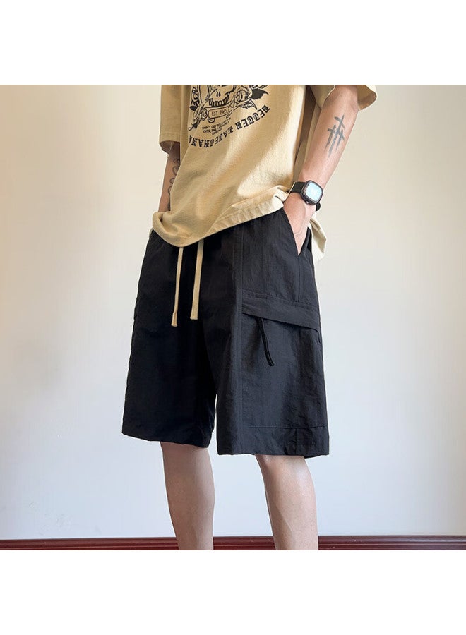 Wassup Sohot Men's Shorts, Summer Ice Silk Cool-feeling Cargo Pants, Trendy Casual Knee-length Shorts, Purple, Size L - Image 3