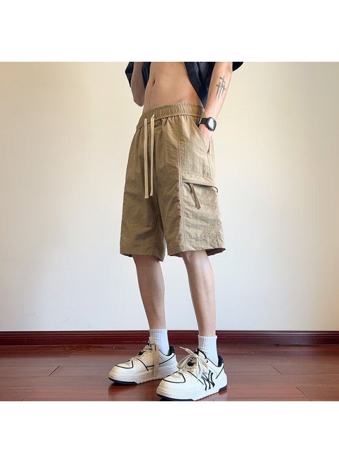 Wassup Sohot Men's Shorts, Summer Ice Silk Cool-feeling Cargo Pants, Trendy Casual Knee-length Shorts, Purple, Size L - Image 1