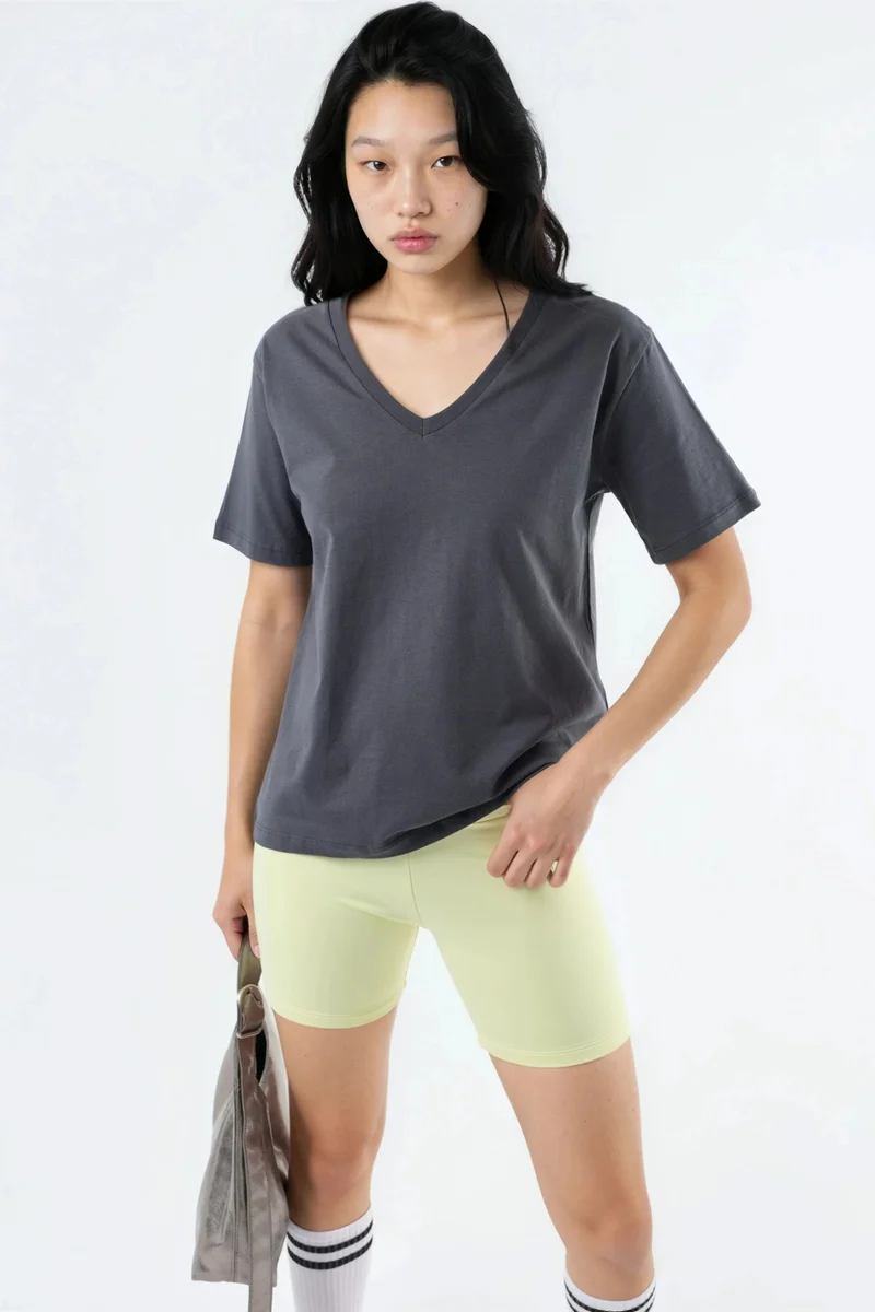 BUSEM V-Neck Solid Knit T-Shirt