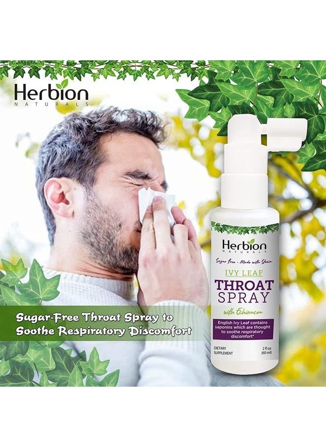 Herbion Naturals - Throat Spray, Soothes Respiratory Discomfort with The Power of English Ivy, Marshmallow, and Echinacea extracts for Adults and Children, 2 FL Oz (60 ml) - Image 1