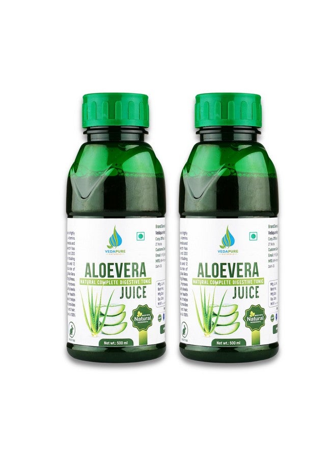 VEDAPURE Natural Aloe Vera Juice For Immunity Booster | Sugar Free | Digestion Herbal Juice | With Minerals & Vitamin A, E, C | Boost Metabolism | Helps in Skin, Hair & Nail Care | Pack of 2 (500 ML) - Image 1