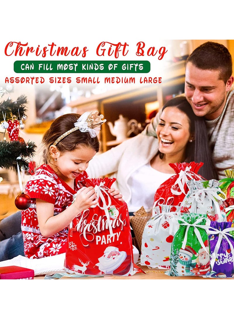 AUTOYSUR Christmas Gift Bags - Christmas Drawstring Bags 18 PCS - Christmas Packaging Bags - 30 greeting cards, Christmas Party Bags with Tags  (18Bags+30Cards) - Image 5
