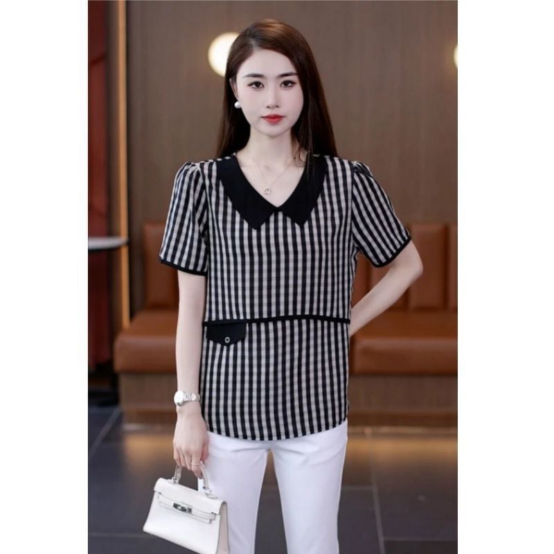 Casual Age-Reducing Doll Collar Short-Sleeved Base Shirt Fashionable Stylish Slimming Lightweight Breathable T-Shirt Top - Image 5