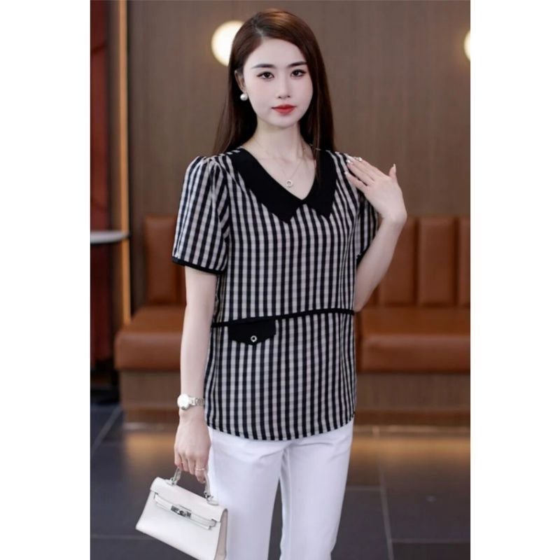 Casual Age-Reducing Doll Collar Short-Sleeved Base Shirt Fashionable Stylish Slimming Lightweight Breathable T-Shirt Top - Image 4