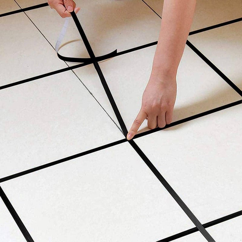 OLAFUR 50 Meters Black Tape, Home Floor Wallpaper Waterproof Tiles, Tile gap Tiles Stickers for Floor Sticker Tape For Scrapbooking or Birthday Decoration Tape (Black) - Image 2