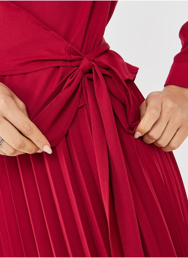 Styli - Tie-Up Wrap Shirt & Pleated Skirt Co-Ords - Image 1