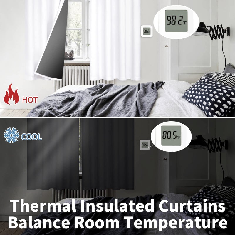 BGment Thermal Insulated 100% Blackout Curtains for Bedroom with Black Liner  Double Layer Full Room Darkening Noise Reducing Grommet Curtain (42 x 84 Inch  Pure White  2 Panels) - Image 4