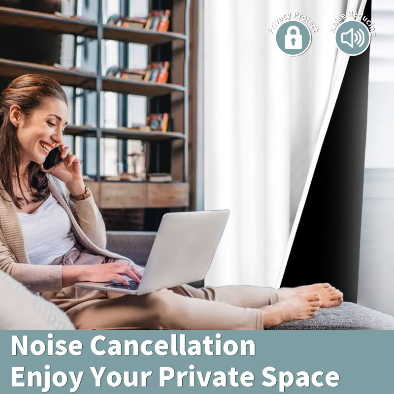 BGment Thermal Insulated 100% Blackout Curtains for Bedroom with Black Liner  Double Layer Full Room Darkening Noise Reducing Grommet Curtain (42 x 84 Inch  Pure White  2 Panels) - Image 5