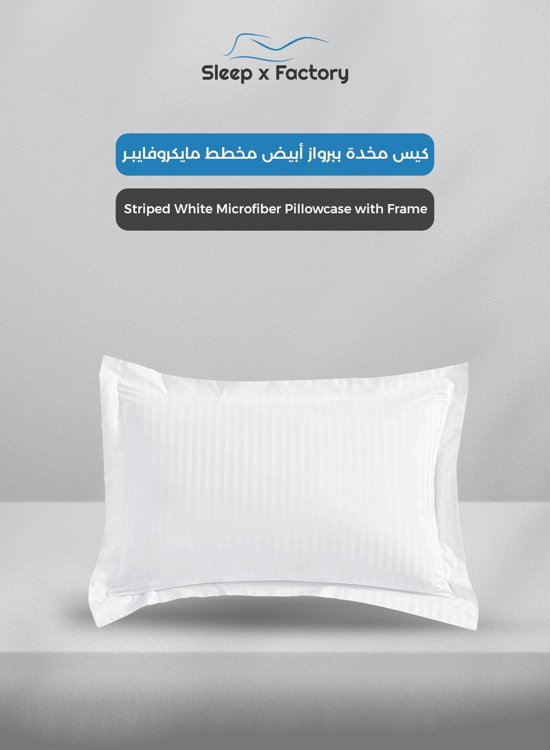 Sleep x Factory Luxury Hotel Style White Comforter Set, Fits 200 x 120 cm Single Size Bed, 5 Pcs Soft Microfiber, Stripe Design, Premium Collection - Image 4