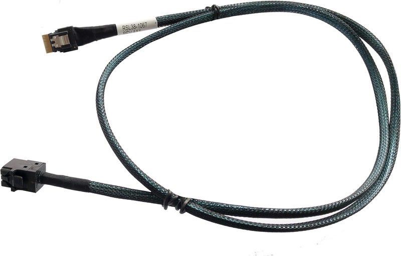 DiliVing SlimSAS 4X to MiniSAS HD 4X, SFF-8654 38pin to SFF-8643 36pin Cable, 80cm, 24Gbps SAS, 8GT/s PCIe, SAS3.0 Compatible, Server Compatible - Image 1