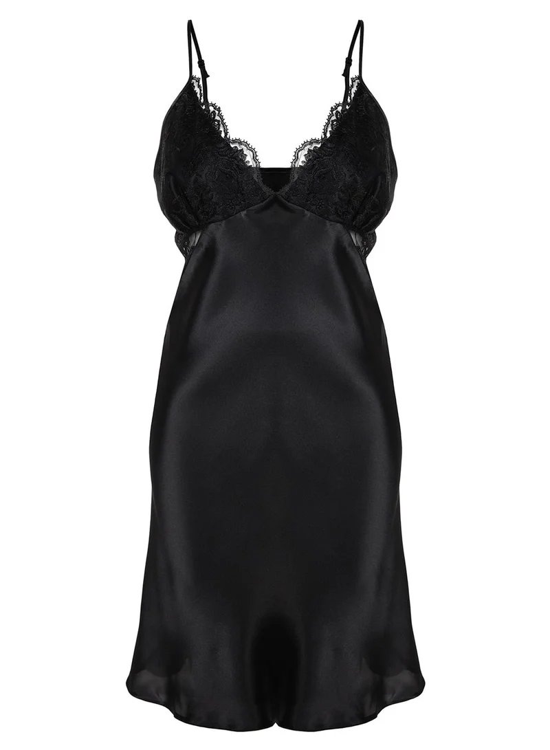 Trendyol Curve Plunge Neck Lace Nightdress