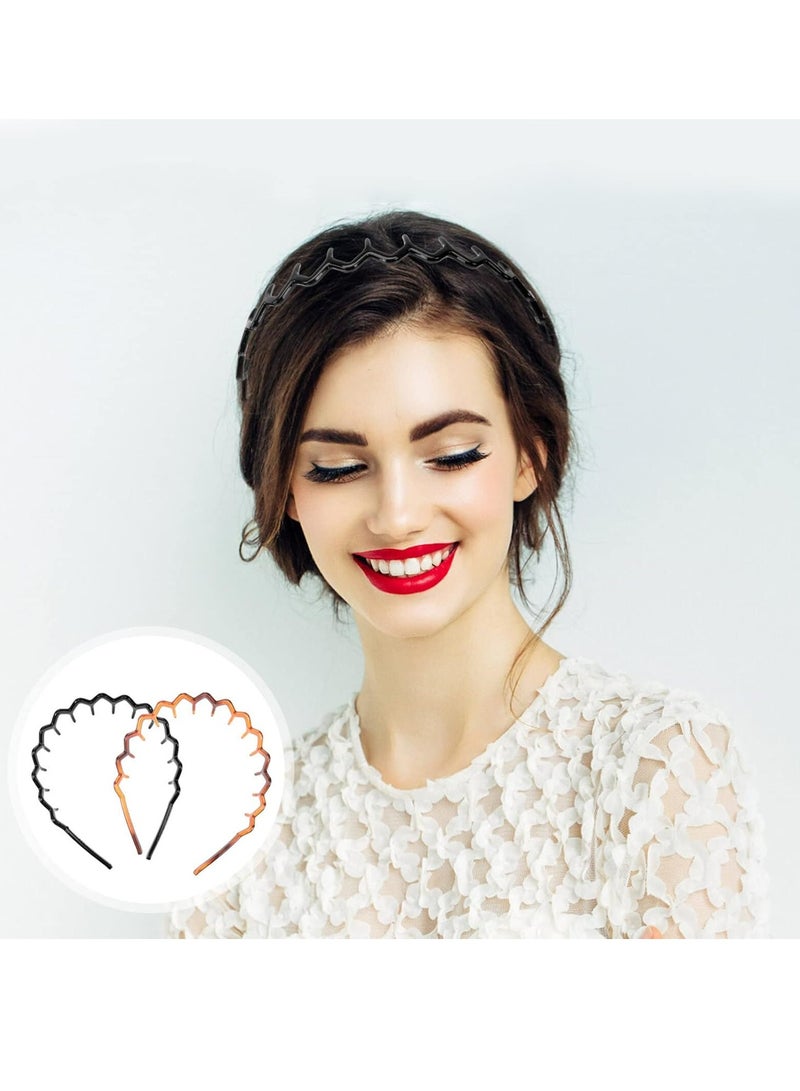 إسكدنيا 2 قطعة عقال أسنان بلاستيكي، مشط أسنان قرش مريح، عصابة شعر متعرجة متعرجة - Image 5