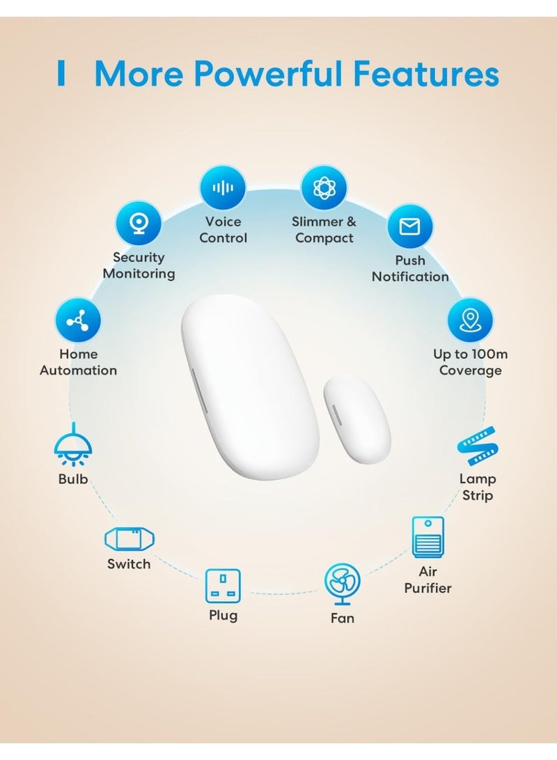 Meross Smart Door Window Sensor, Mini Contact Sensor for Security and Home Automation, WiFi Alarm System, Real-Time Alert, Works with HomeKit, Alexa, Google, SmartThings, Meross Hub Included Start Kit - Image 4