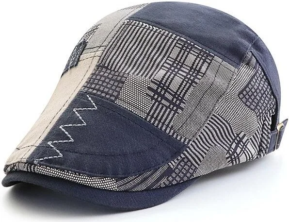 Valkyrie Italian Style Men's Cap Hat Canvas Asymmetrical Model Adjustable Sweatproof Men's Navy Blue