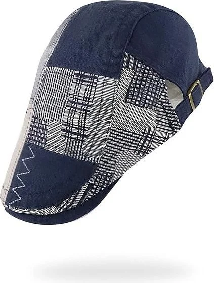 Valkyrie Italian Style Men's Cap Hat Canvas Asymmetrical Model Adjustable Sweatproof Men's Navy Blue