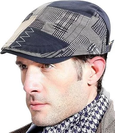 Valkyrie Italian Style Men's Cap Hat Canvas Asymmetrical Model Adjustable Sweatproof Men's Navy Blue