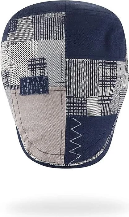 Valkyrie Italian Style Men's Cap Hat Canvas Asymmetrical Model Adjustable Sweatproof Men's Navy Blue