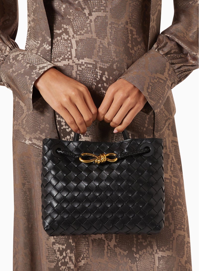 BV Small Andiamo Top Handle Bag in Intrecciato Leather - Image 3