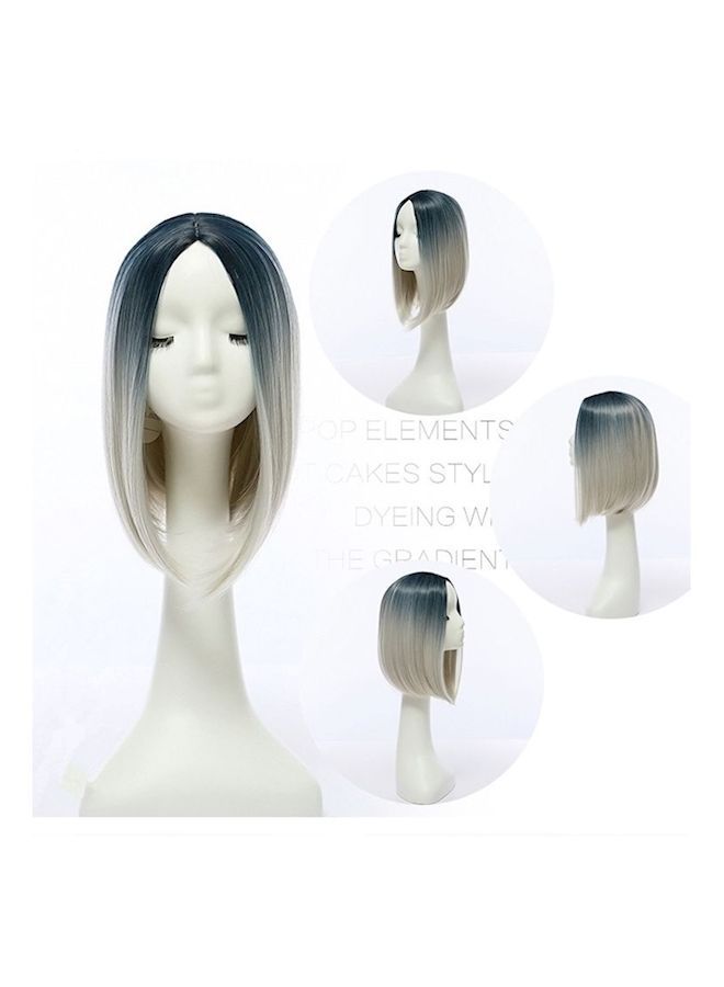 NIBEMINENT Fashionable Short Wig Black/White/Blue - Image 2