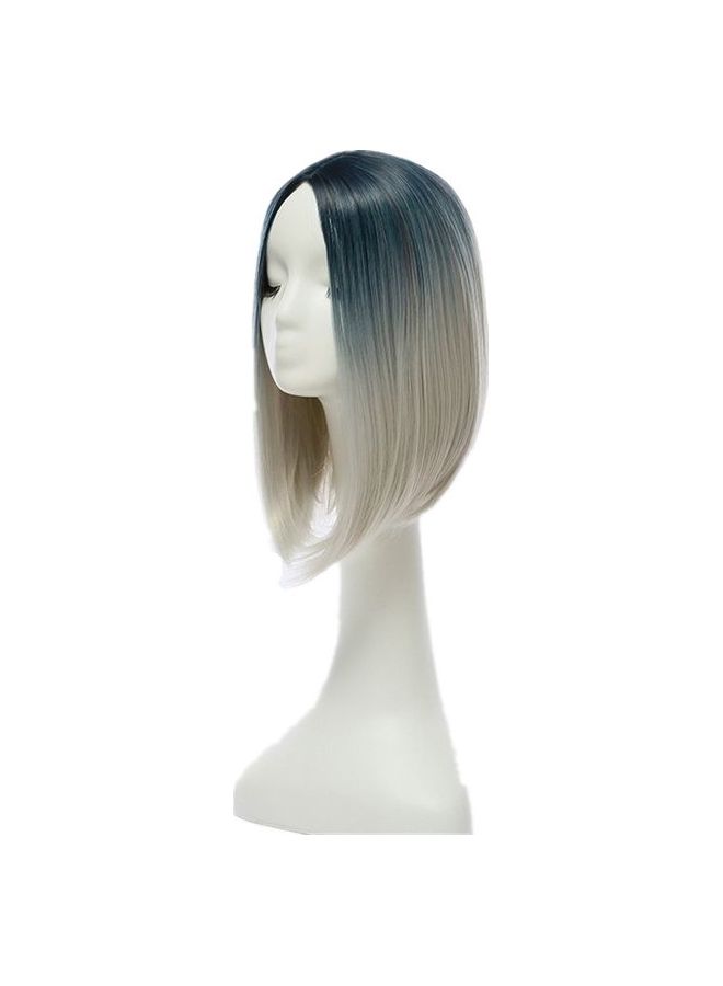 NIBEMINENT Fashionable Short Wig Black/White/Blue - Image 1
