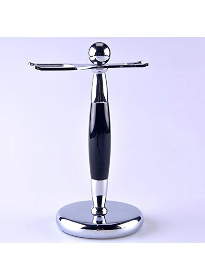 SANWA Deluxe Stainless Steel Shaving Brush Stand Holder for Razor & Brush Weighted Base Black Handle - Image 2