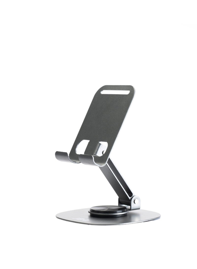 JBQ "JBQ Foldable Metal Phone Stand--360 Rotating Desk Mount, Adjustable Holder for Smart Phone Stand & Tablets, Sturdy & Portable" - Image 1