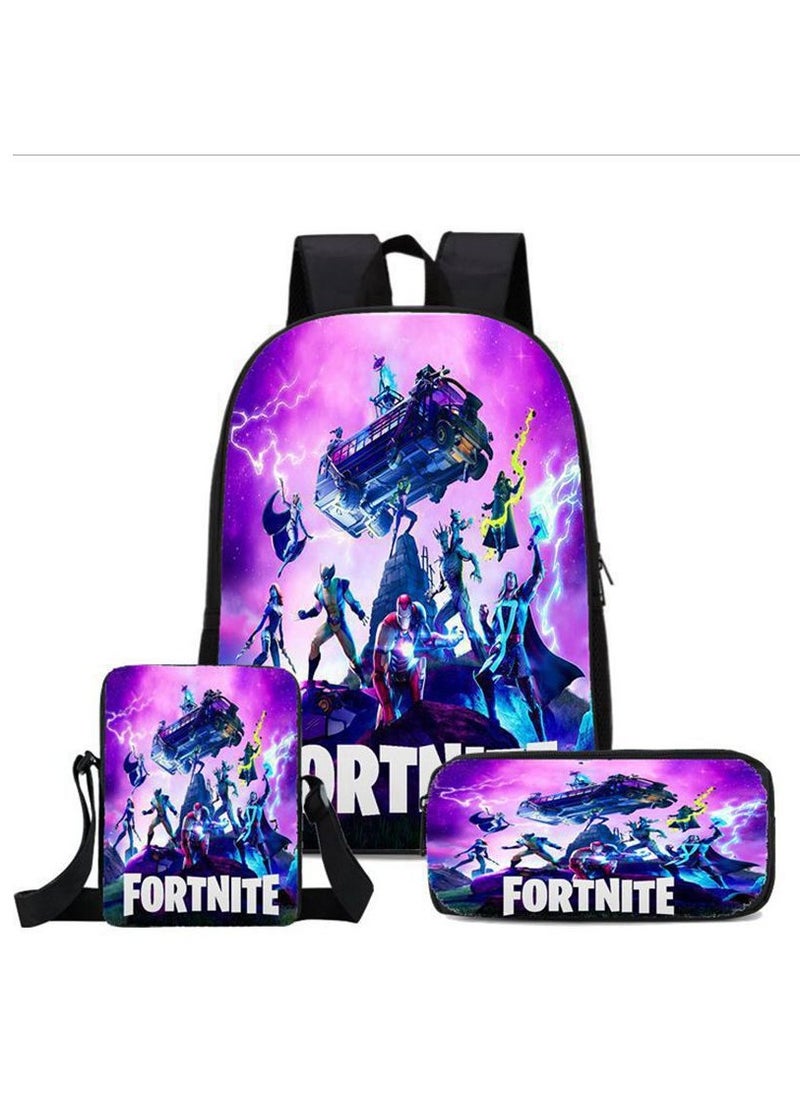 FORTNITE Fortnite Backpack with Large Capacity Three Piece Backpack and Student backpack 