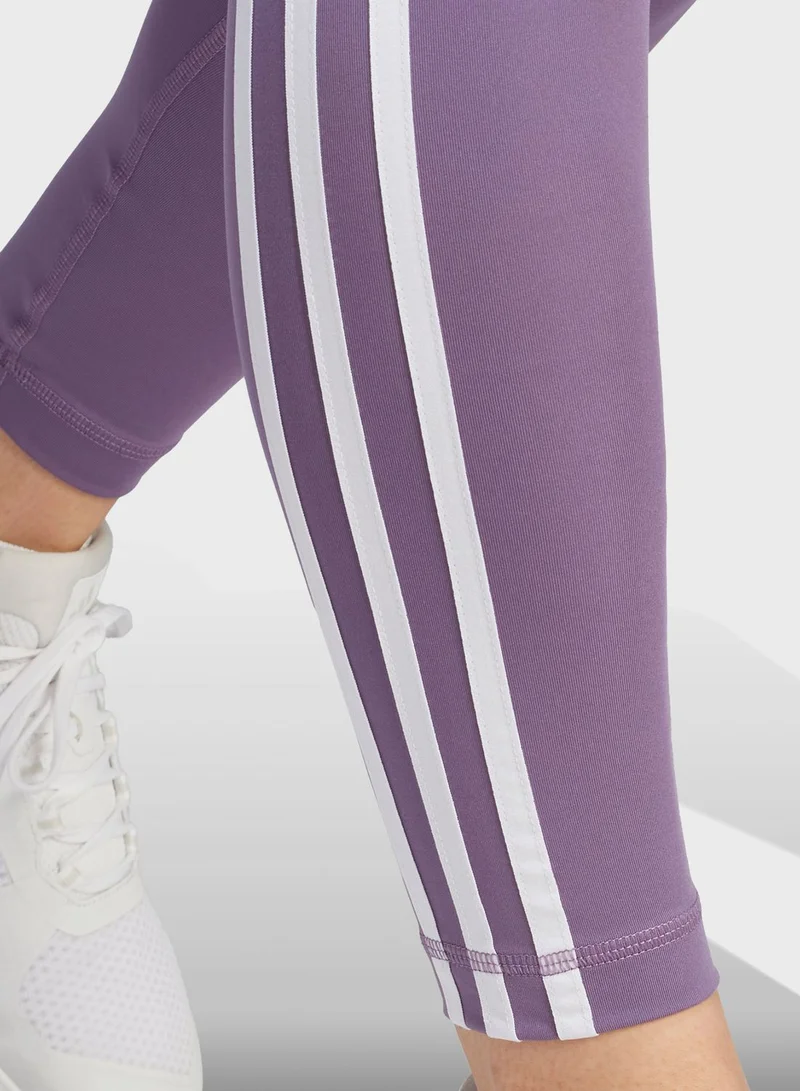 adidas بنطال ليقنز بخصر عالي وخطوط الماركة