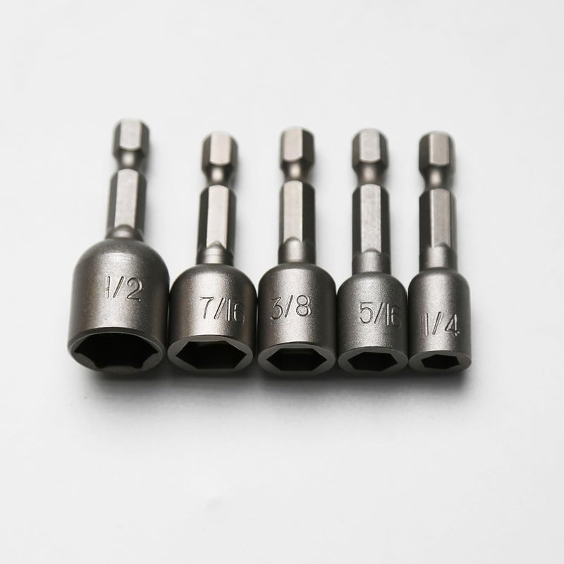 TEMO 5 pc Impact Ready Nut Driver Magnetic Nutsetter Set 1/4 Inch, 5/16 Inch, 3/8 Inch, 7/16 Inch, 1/2 Inch - Image 2