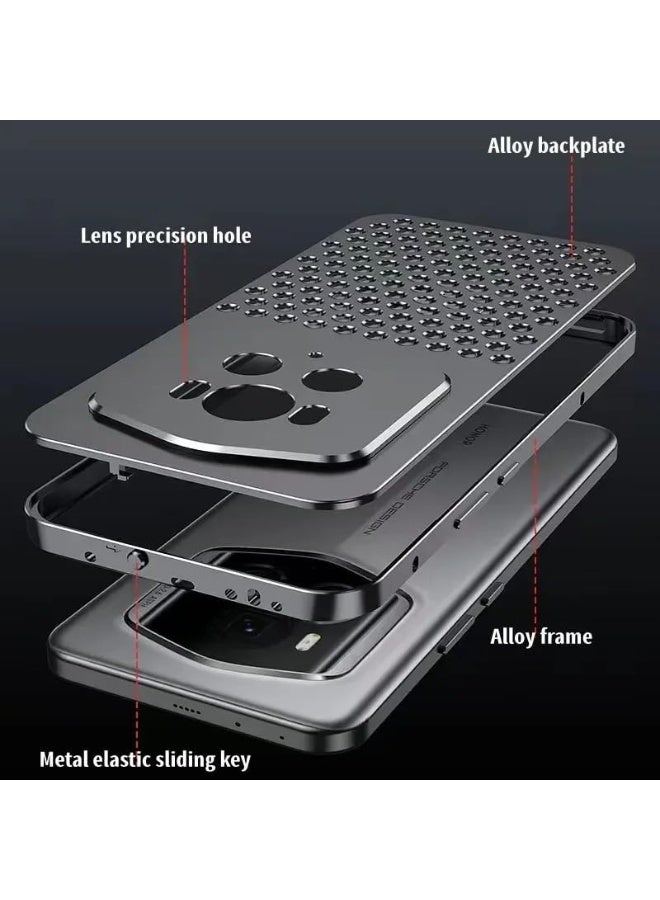 general Case Compatible with Honor Magic6 RSR Porsche Design Case, Luxury Honeycomb Heat Dissipation Hollow Aluminum Metal Shockproof Protective Cover for Honor Magic 6 RSR - Image 2
