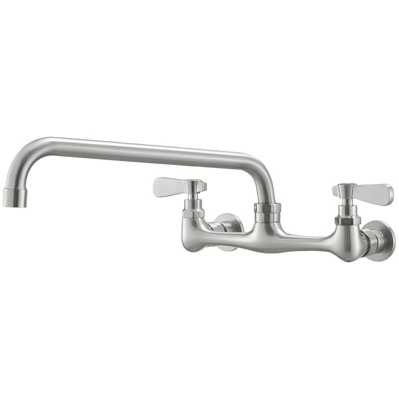 BWE Wall Mount Kitchen Faucets 8"" Center Kitchen Sink Faucet with10 Inch Swivel Spout Two Handle Laundry Sink Faucet Commercial Sink Faucet Mixer Tap Brushed Nickel - Image 1