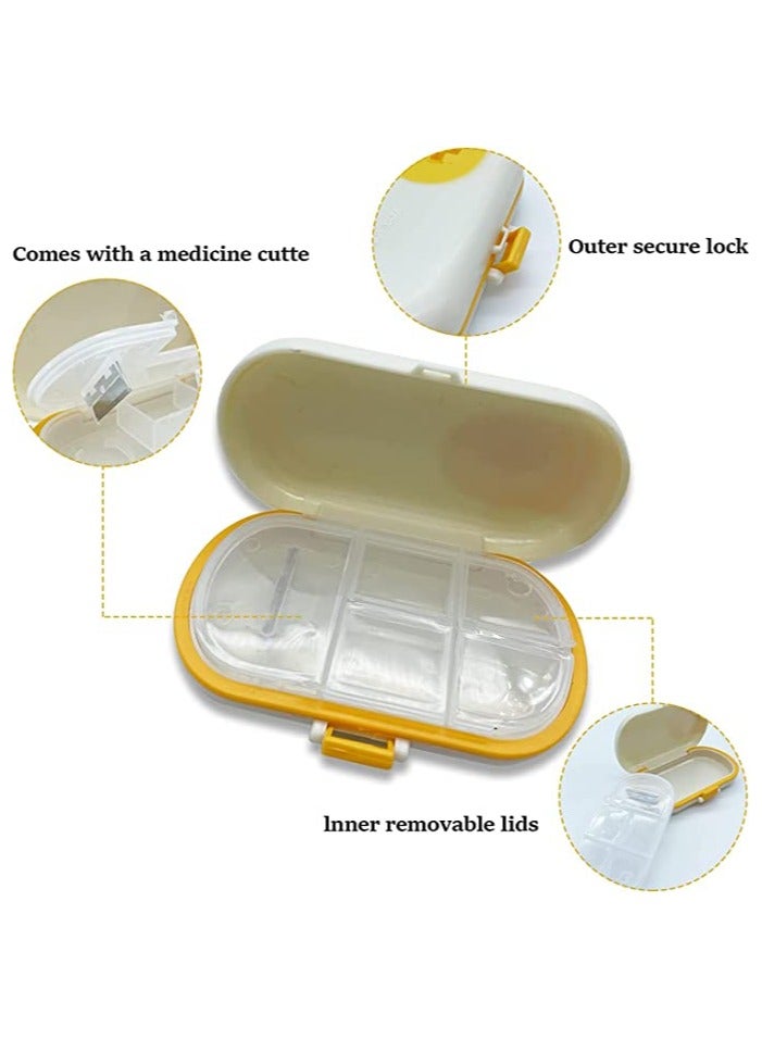 Zikra Travel Pill Organizer, 2pcs Portable Small Weekly Pill Case Pocket Pill Box Dispenser for Vitamin Fish Oil Compartments Container Medicine Box, Travel 7 Days Large Capacity Pill Storage Box - Image 5