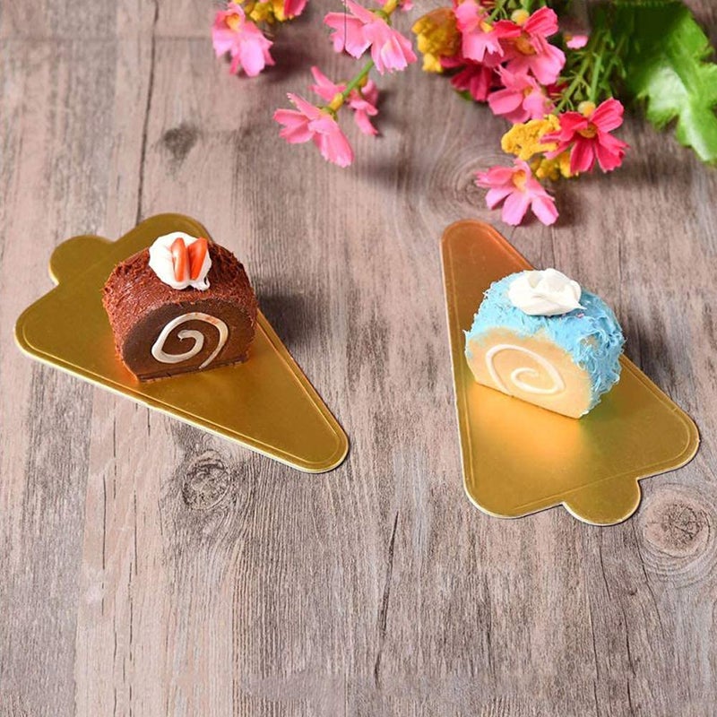 APSAMBR-50-Pack Mini Triangle Cake Bases Golden Dessert Display Stand for Wedding Party Cake Pastry Cup (Triangle Cake Base) - Image 3