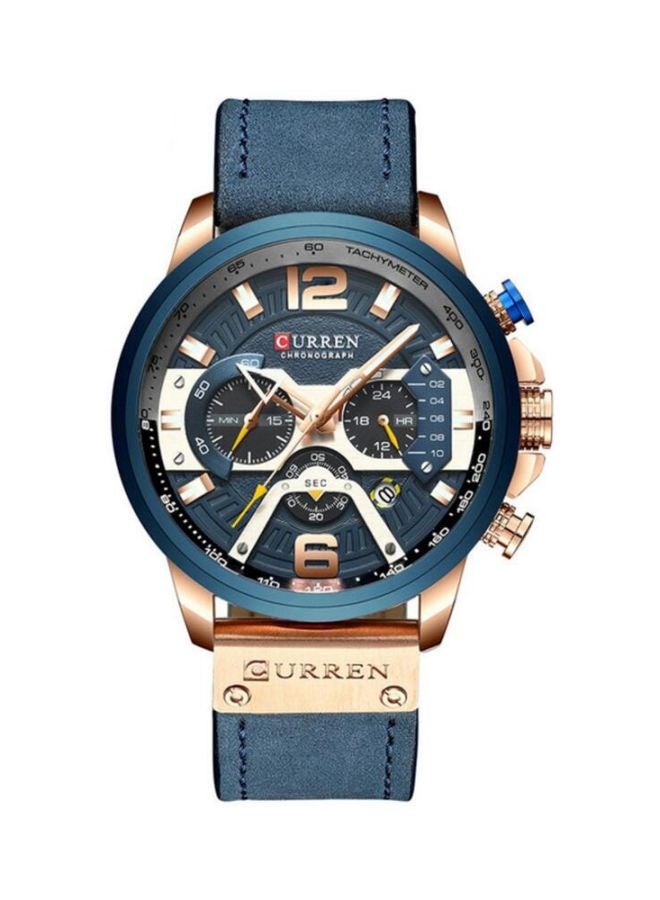Men's Leather Chronograph Wrist Watch 8329 - 48 mm - Blue