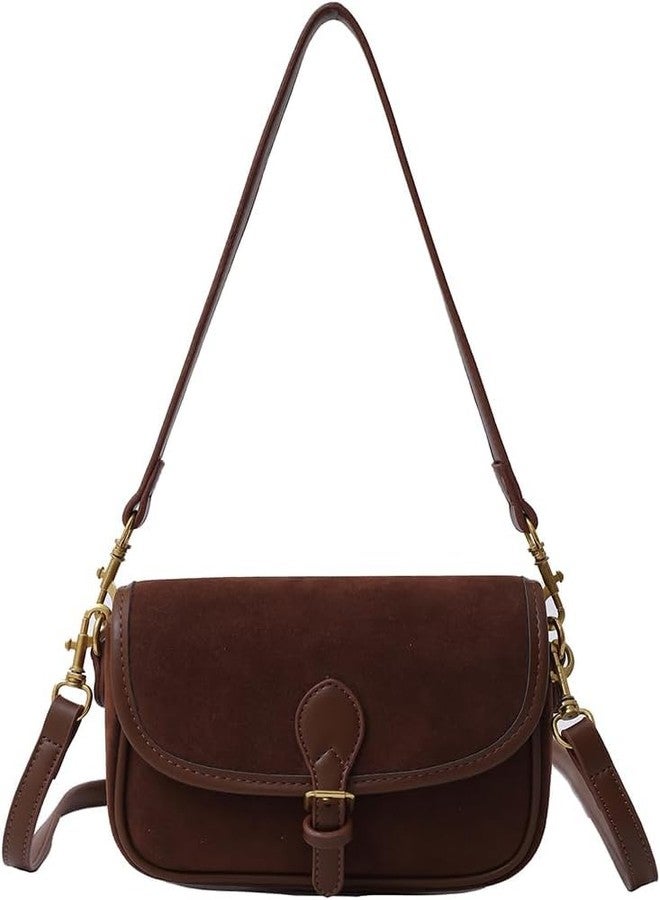 TYATVS Brown Suede Bag - Women's Trendy Crossbody Satchel for Fall - Image 1