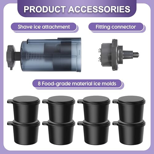 Jooke Shaved Ice Attachment for Kitchenaid Stand Mixer,Ice Crushers for Home Use,Homemade Shaved Ice Maker,Snow Cone Machine for Kitchenaid Ice Shaver with 8 Reusable Ice Cube Mold,Instruction Manual - Image 3