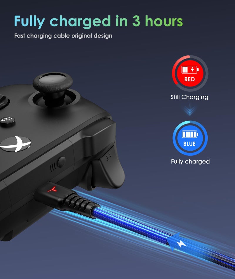 6amLifestyle 2 Pack 10FT PS5 Controller Charger Charging Cable with LED Indicator, Nylon Braided Fast Charging Data Sync USB Type C Cord for Xbox Series X/Series S Switch Controller - Image 5