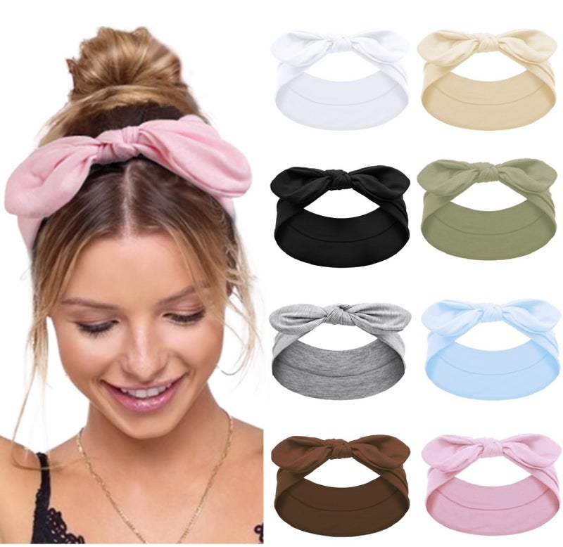 Tobeffect Bow Headbands for Women Non Slip, 3.5'' Wide Knotted Headband Hair Bands with Bows, Rabbit Ears Womens Turban Headbands Headwraps, Girls Strechy Cute Hair Accessories - Image 1
