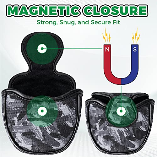 VIXYN Mallet Putter Cover - Cool Mallet Putter Headcover - Magnetic Fleeced Lined Head Covers to Protect Your Golf Clubs (Black Brush) - Image 4