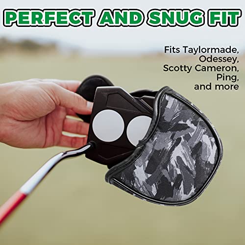 VIXYN Mallet Putter Cover - Cool Mallet Putter Headcover - Magnetic Fleeced Lined Head Covers to Protect Your Golf Clubs (Black Brush) - Image 2