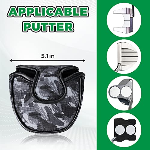 VIXYN Mallet Putter Cover - Cool Mallet Putter Headcover - Magnetic Fleeced Lined Head Covers to Protect Your Golf Clubs (Black Brush) - Image 3