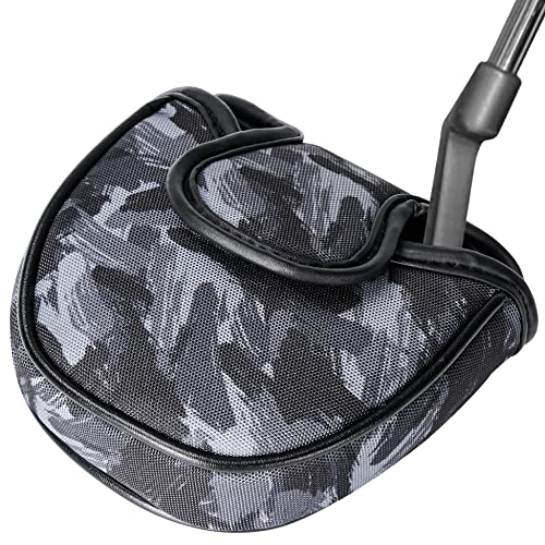 VIXYN Mallet Putter Cover - Cool Mallet Putter Headcover - Magnetic Fleeced Lined Head Covers to Protect Your Golf Clubs (Black Brush) - Image 1