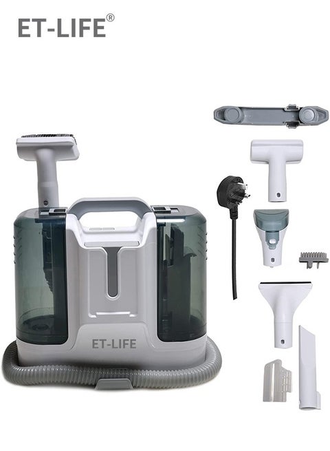 مكنسه غسيل السجاد الكهربائي - منظف سلكي رطب وجاف مع 6 فرش مختلفة , مناسبة لأنّ سجاد / ستائر / سيارة مقعد / أريكة , 450W , K15 أبيض