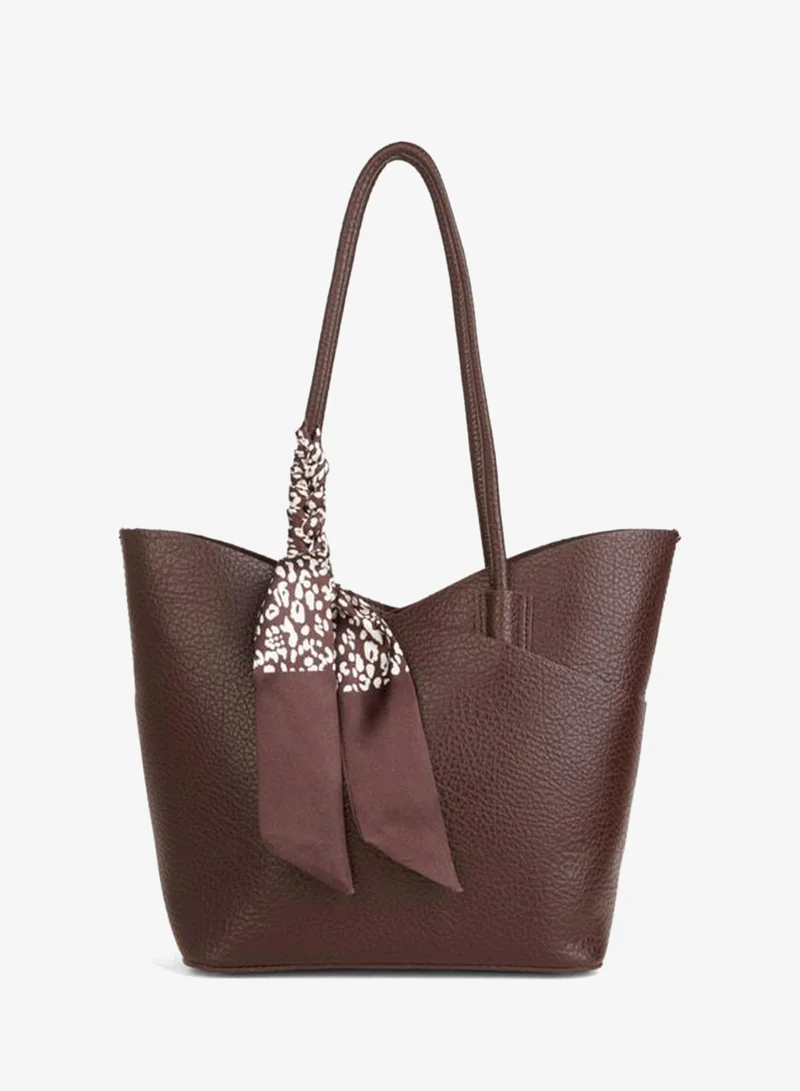 Women's Camellia Brown Scarf and Organizer Gift Snap-Closure Hand, Crossbody and Shoulder Bag.
