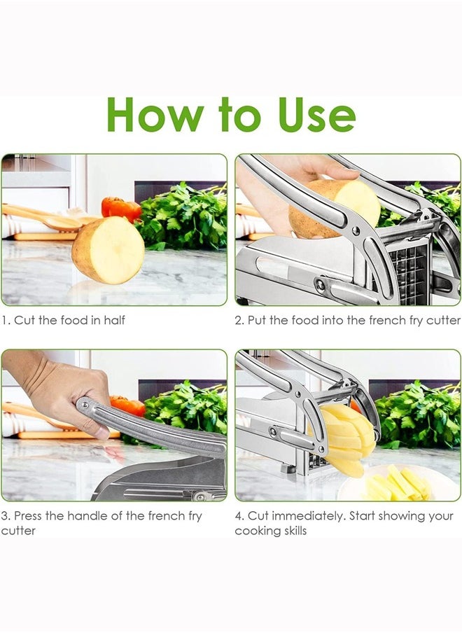 Hihonor French Fry Potato Cutter with 2 Blades for Potato Slicer French Fries, Stainless Steel Press French Fries Cutter for Potato Cucumber Carrot Onion Vegetables  - Image 3