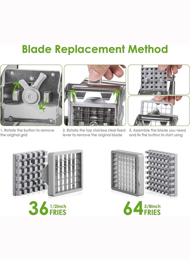 Hihonor French Fry Potato Cutter with 2 Blades for Potato Slicer French Fries, Stainless Steel Press French Fries Cutter for Potato Cucumber Carrot Onion Vegetables  - Image 2