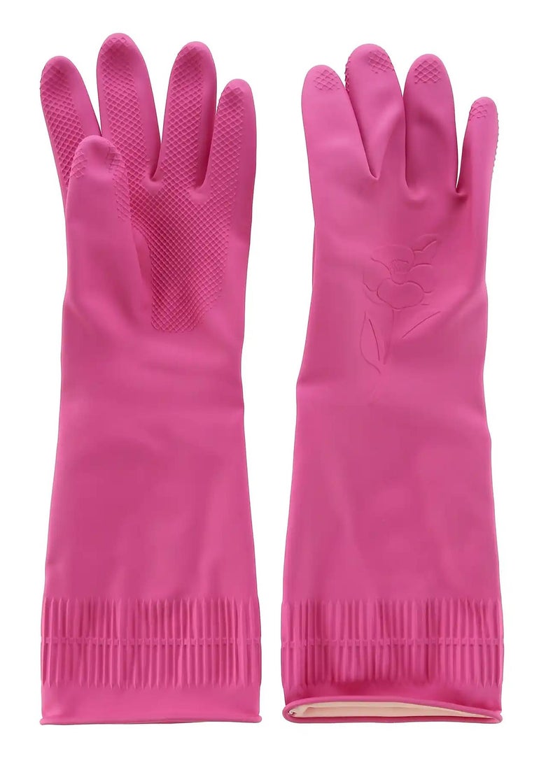 لوك اند لوك قفازات مطاطية 36 سم متوسطة الحجم باللون الوردي - Image 2